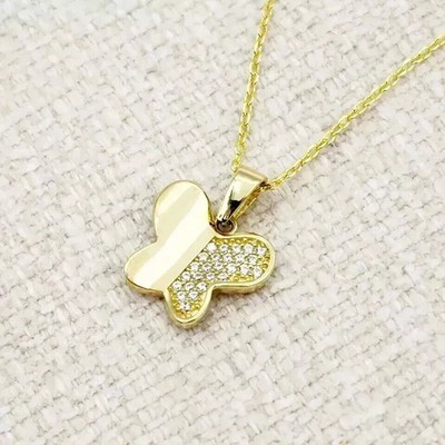 3CT Round Cut White Moissanite Women's Fancy pendant 14K Yellow Gold Plated