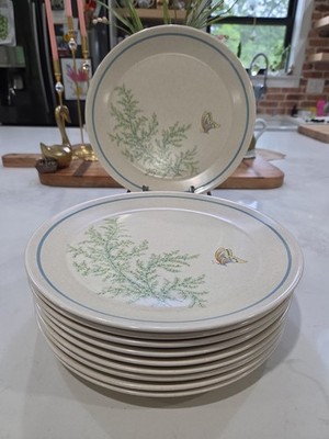 Lenox Temper-ware Fancy Free 10-1/4'' Dinner Plates Butterfly Fern Foliage USA