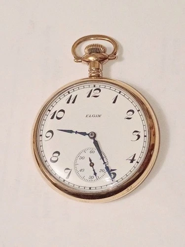 VTG Antique Elgin 7j 16s Model 7 Grade 291 Yellow Gold Filled Pocket Watch
