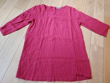 Sahara Womens Red Linen Lagenlook Oversized Blouse Size Large