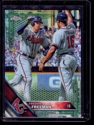 2016 Topps Chrome #10 Freddie Freeman Green Refractor #/99
