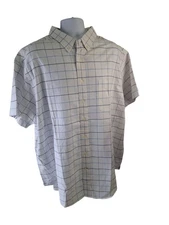 Cremieux Classics Oxford Button Down Shirt 3XB Blue Windowpane Short Sleeve