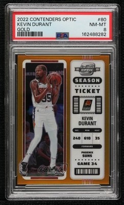 2022 Contenders Optic Season Ticket Gold Prizm 7/10 Kevin Durant #80 PSA 8 fb8