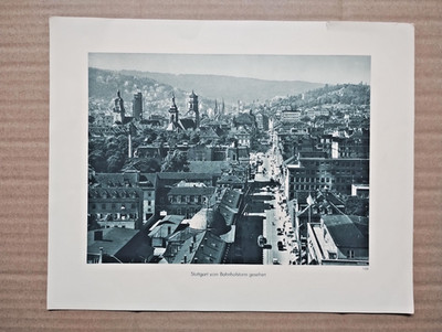 Stuttgart vom Bahnhofsturm aus gesehen - antiker Druck - 1930