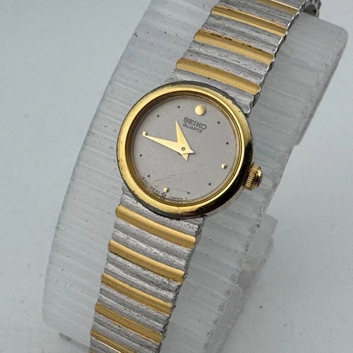 Vintage Seiko Quartz Watch 1E20-0339 Women 15mm Dual Tone Analog New Battery 6"