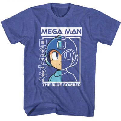 Mega Man Capcom Video Game Merch Half Color Half Outline Bomber Men's T ...