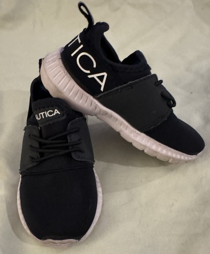NAUTICA Kleinkind Sneaker Schuhe Slipper Größe 6 dunkelmarine mit weißem Schriftzug - Bild 4 von 7