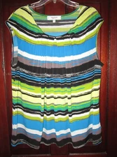 Jones Studio Separates Plus Sz 2X Stretch Top Blouse Shirt Tank Pleated Striped