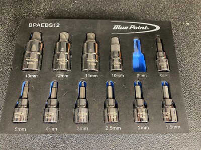 Blue-Point 12-teiliges Sechskant-Befestigungs-Auszieher-Bit Steckschlüsselsatz BPAEBS12