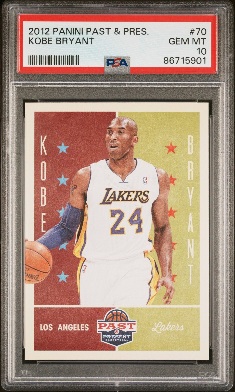 2012 KOBE BRYANT PSA 10 GEM MINT PANINI PAST & PRESENT CARD #70 LA LAKERS NBA