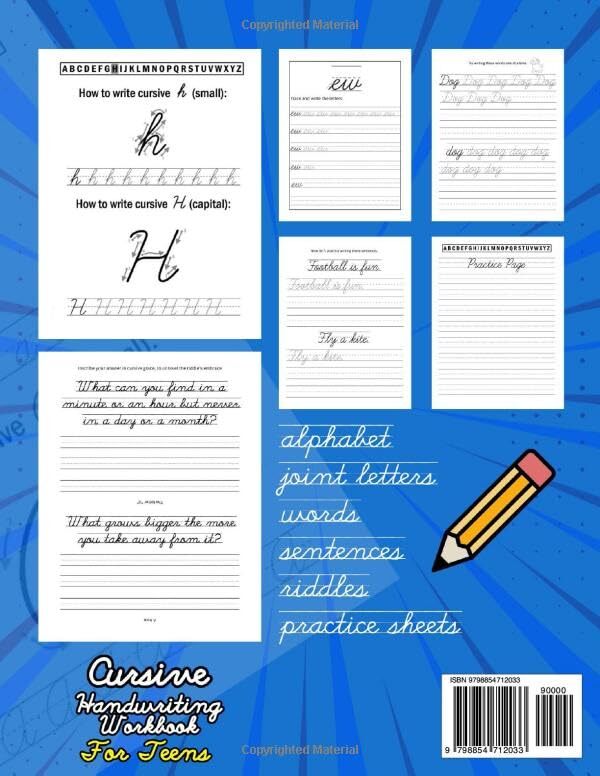 Cursive Handwriting Workbook for Teens: Learn Cursive Writing ...