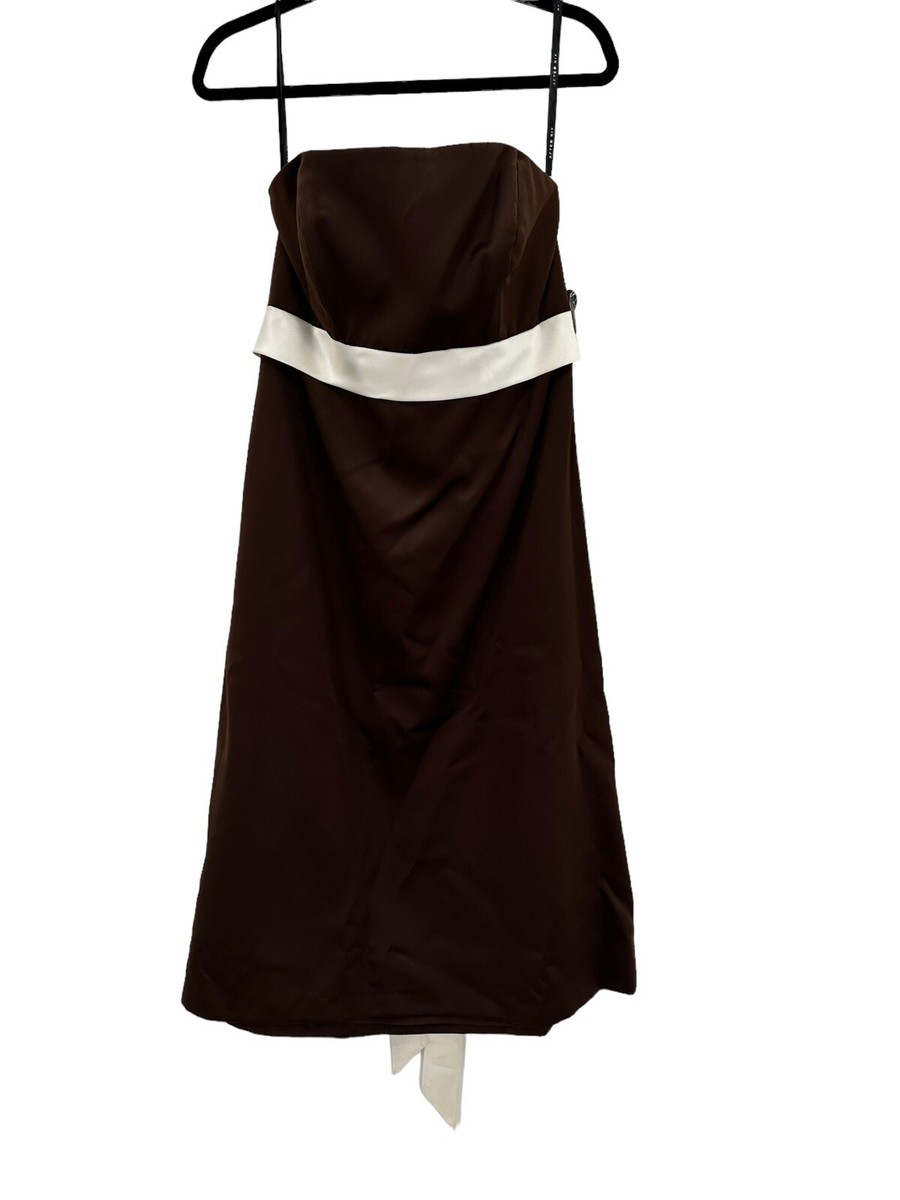 After Six Bridesmaid Dress 12 Strapless Espresso Brown Satin Cocktail Bow Party | eBay After Six Bridesmaid Dress 12 Strapless Espresso Brown Satin Cocktail Bow Party | eBay