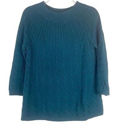 Talbots Womens Three-Quarter Sleeve Green Sweater Size Small