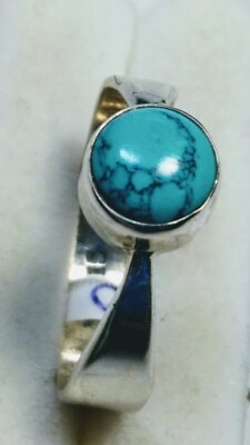APPEALING NATURAL TURQUOISE IN STERLING SILVER.925  RING SIZE 9.25!