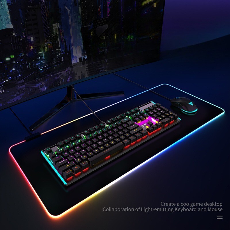 RGB LED Gaming Mouse Pad - Oversized Glowing 7-Color Waterproof Design-image