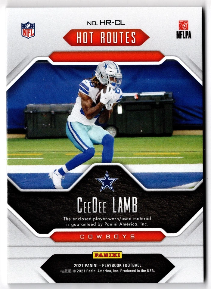 2021 Panini Playbook Hot Routes Relics Green CeeDee LAMB #HR-CL #48/49 Cowboys - Image 2 of 2