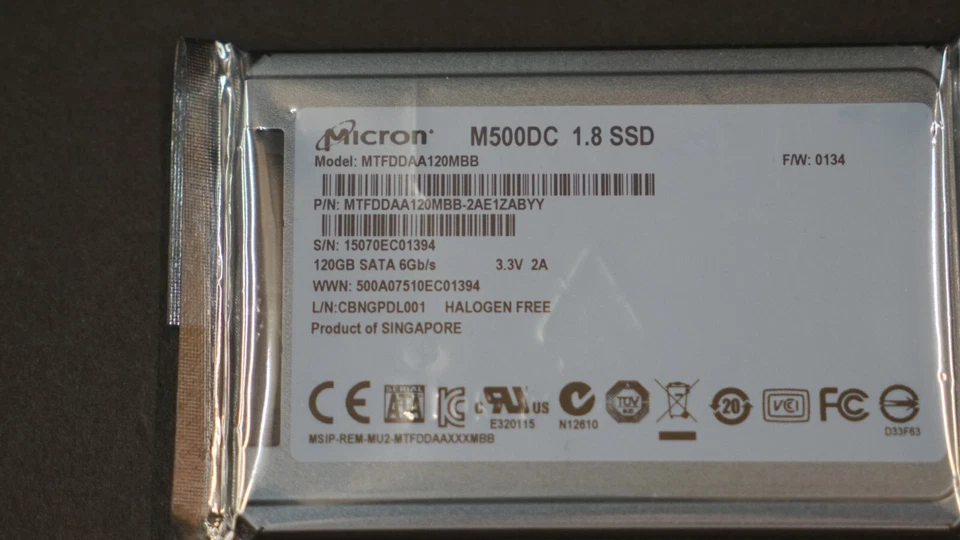 Micron MTFDDAA120MBB-2AE1ZABYY 1.8" SATA 6Gb/s 120GB SSD - Image 3 of 4