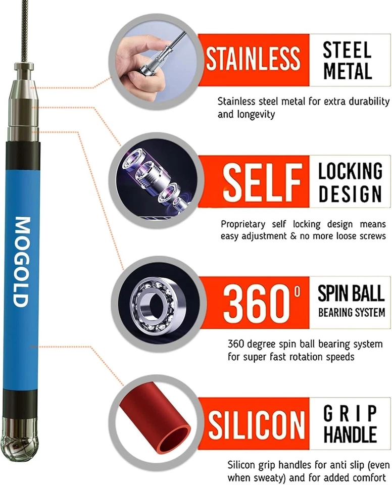 Cuerda de salto boxeo ligero 3 cuerdas rodamiento de bolas cuentas fitness gimnasio velocidad salto Foto 2 de 4