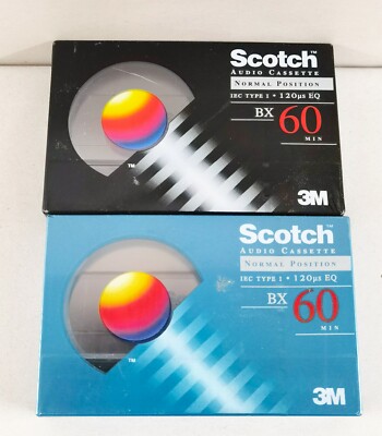 2 Scotch BX 90m Blank Audio Cassette Tapes Normal Bias NEW SEALED 