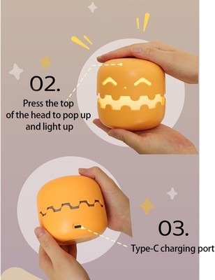 Halloween Pumpkin Night Lights with Smiling Face, Jack O Lantern Decorations~