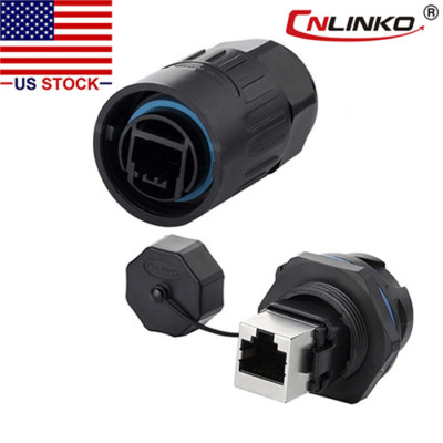 #ad CNLINKO Circular Ethernet Connector RJ45 Plug amp; Socket Outdoor Waterproof IP67 $17.10