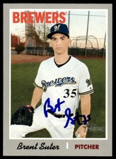 2019 Topps Heritage Baseball Brent Suter Auto Milwaukee Brewers #387 Signed