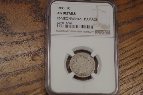 1885 Liberty Nickel NGC AG Details, Environmental Damage, RARE COIN!