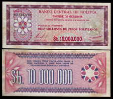 Bolivia 10000000 PESOS P-194 1985 x 1 UNC Tone RARE 10 Million Bolivianos NOTE