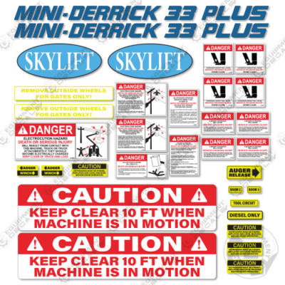 Fits Skylift Mini-Derrick 33 Plus Decal Kit Digger Derrick - 7 YEAR 3M VINYL!