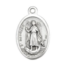 St. Saint Raphael the Archangel - Pray for Us - Italian Silver-tone OX 1" Medal 