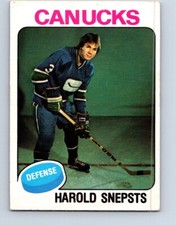 VINTAGE HOCKEY CARD OPC 1975 VANCOUVER CANUCKS HAROLD SNEPSTS ROOKIE CARD  NO331