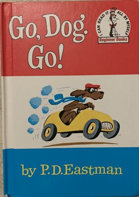 RARE! Go, Dog, Go! P. D. Eastman 1961 Grolier Book Club Edition GOOD Red & Blue!