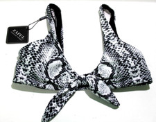 Zaful Forever Young Snakeskin Print Black White Bikini Padded Top Size 6 NWT