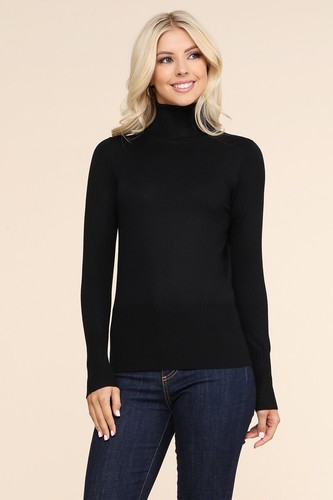 Long Sleeve Turtleneck Knit Wide Ribbed 