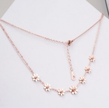 Rose Gold Silver Stainless Steel Daisy Flower Pendant Choker Necklace Gift PE12