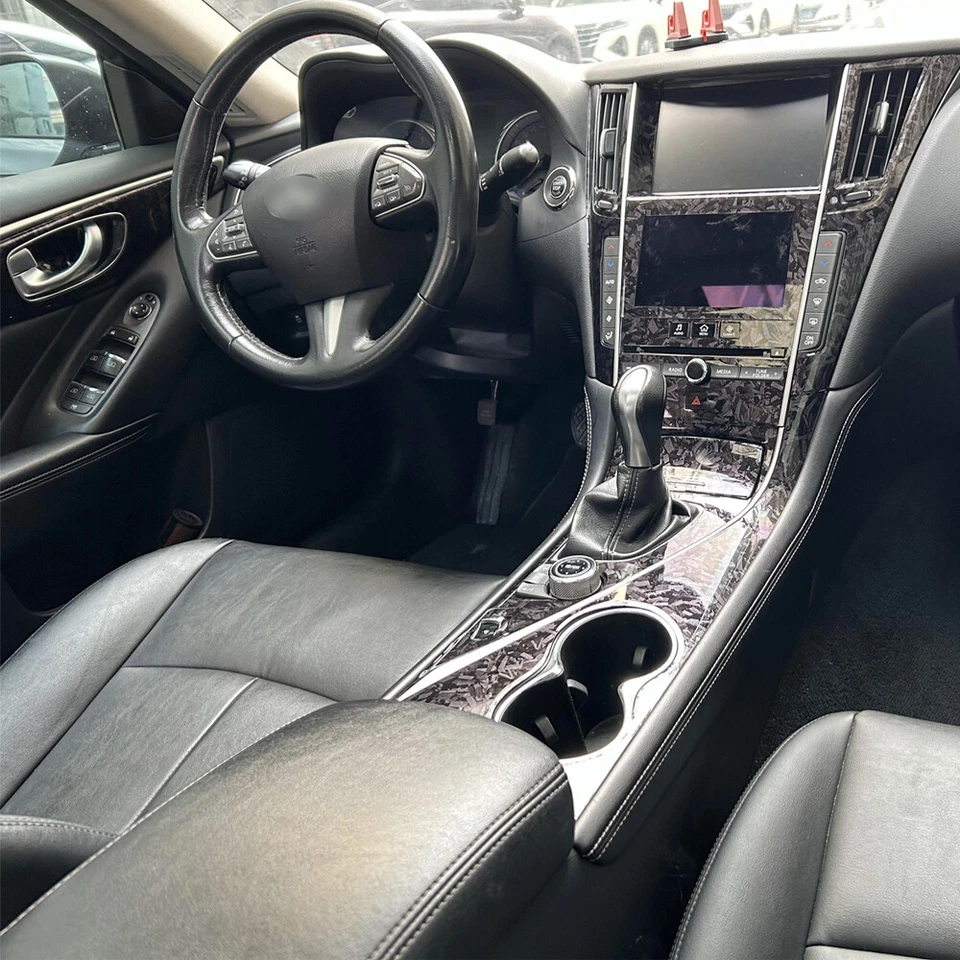 For Infiniti Q50 2014-2020 Glossy black Pattern Interior DIY Trim Decals Foto 4 de 4