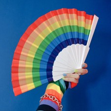 1PC Rainbow Folding Fans Hand Held Fan for Rainbow Party Summer Rainbow Fan