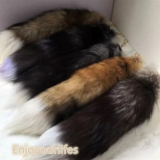 50cm/20" Real Fox Fur Tail Keychain Bag Pendant Adult Games Furry Cosplay Toys