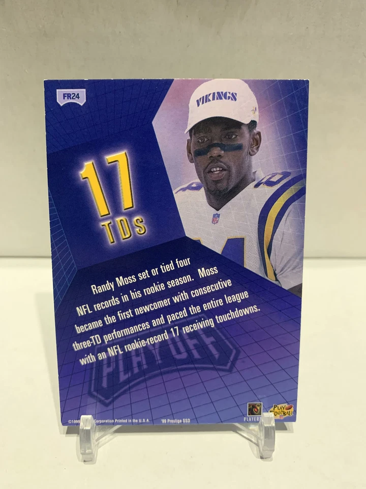 1999 Playoff Prestige SSD For the Record Vikings cartão de futebol #FR24 Randy Moss - Imagem 2 de 2