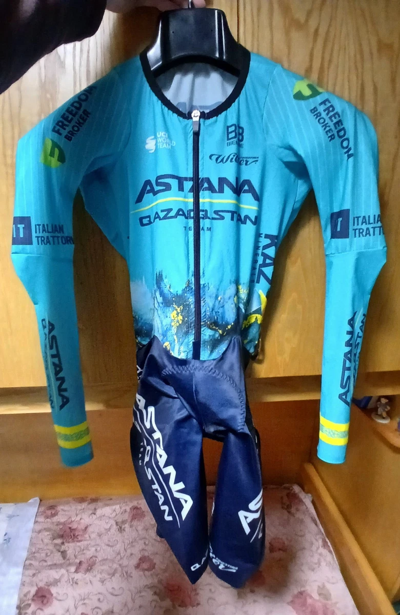 Astana Qazaqstan Team 2023 Tour De France FR-C PRO Short Sleeve Jersey Blue Yellow