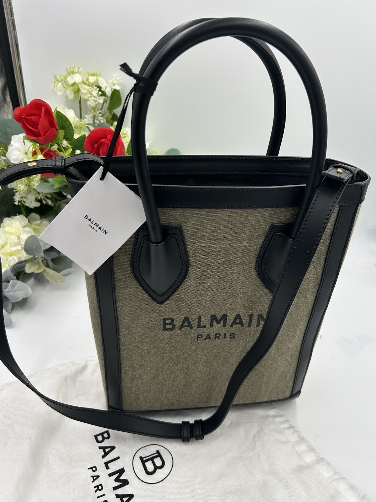 Women's Balmain Paris Logo Canvas/Leather Tote/shoulder Bag Made In Italy NWT