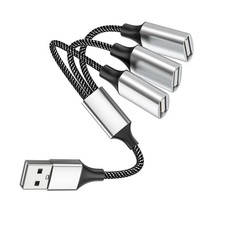 "USB Male to 3 Female Extension Cord Connector Data Charger Split Adapter "