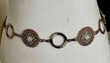 Chain Belt Gold Tone Filigree 38  Waist Chain Extender Faux Stones  Rhinestones