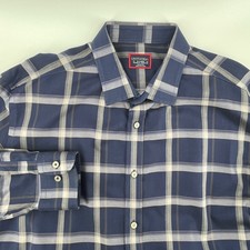 UNTUCKit Gilmore Button Up Mens XL Navy Plaid Excellent Relaxed Wrinkle Free