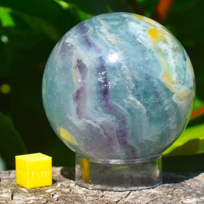 Regenbogen Fluorit Kugel | grün lila Kristallkugel natürliches Mineral Display