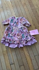 Matilda Jane Pink Floral Ruffle Dress Girls Size 4 Vguc