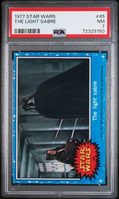 1977 TOPPS STAR WARS THE LIGHT SABRE #45 PSA 7