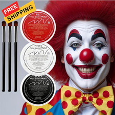Clown Makeup Kit, White Black Red Face Body Paint Set,