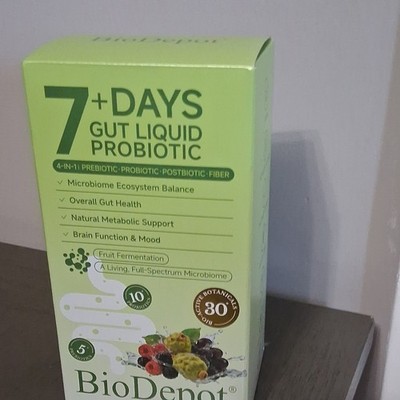 BioDepot 7+ Days Gut Liquid Probiotic 4-in-1 Pre/Pro/Postbiotic + Fiber 7ct