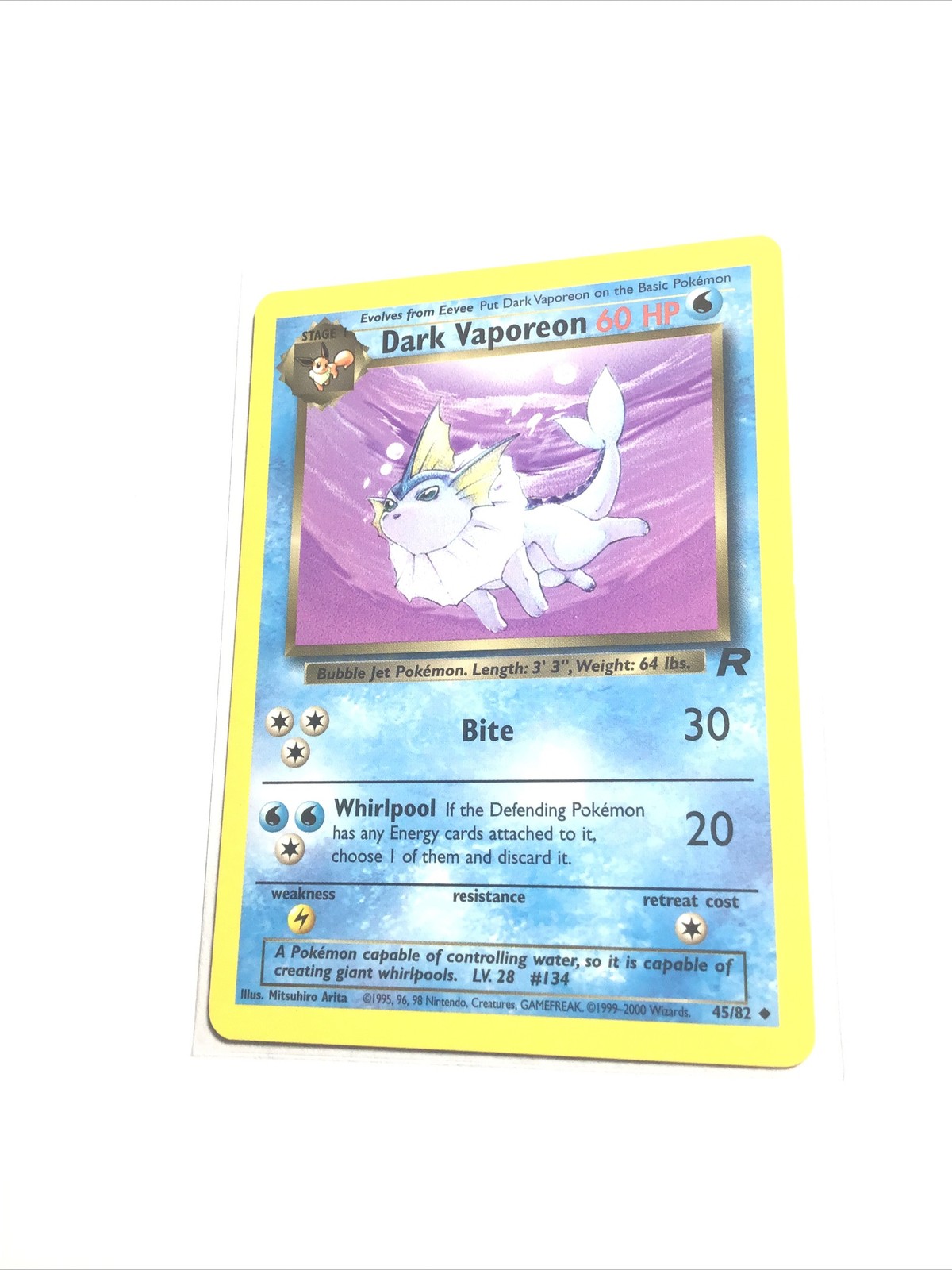 DARK VAPOREON - 45/82 - Team Rocket - Pokemon Card - LP